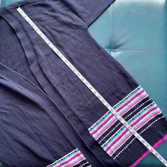 Lane Bryant Navy Blue Open Front Fair Isle Duster Cardigan size 14/16 NWT - Picture 5 of 9